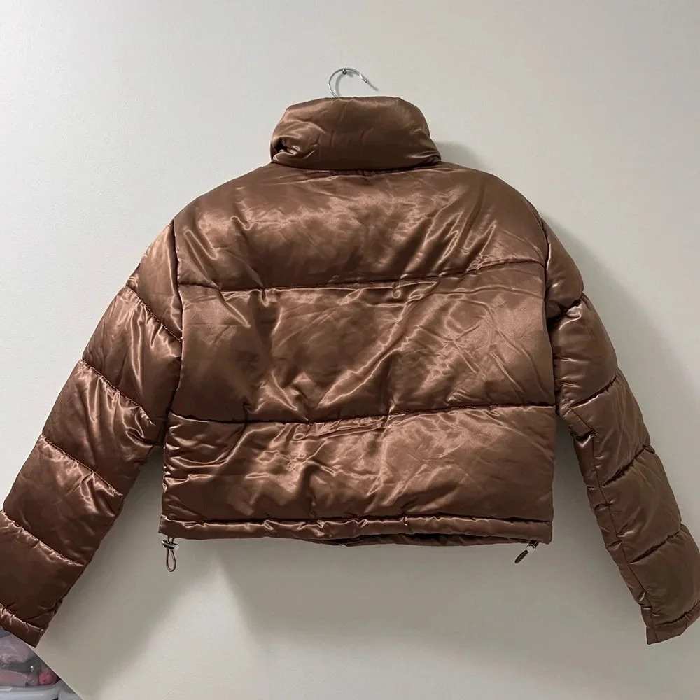 7 For All Mankind Puffer Metallic Jacket Size Large - Picture 3 of 7